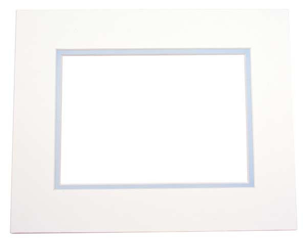 Fertig-Passepartouts Elfenbein/Hellblau 40,6x50,8cm doppelte Dicke mit 27x34,6cm Ausschnitt (10 Stück) [MD20030]