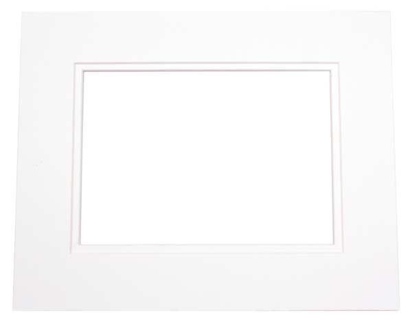 Fertig-Passepartouts Weiß/Weiß 12,7x17,8cm doppelte Dicke mit 6,7x11,8cm Ausschnitt (10 Stück) [MD20144]
