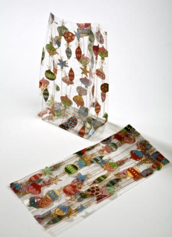 Bedruckte Beutel Weihnachtsornamenten 10,2x6,4x24,1cm mit Seitenfalten (100 Stück) [G4ORN]