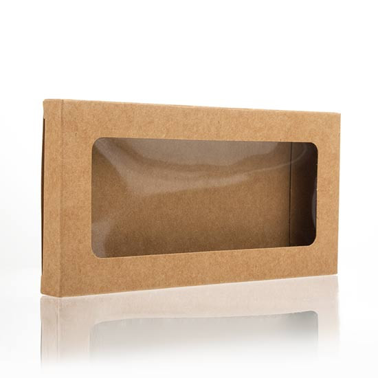 Kraft Paper Window Box with Attached PET Sheet 7 x 2.1 x 10.3cm (25 Pieces) [WKRG317]