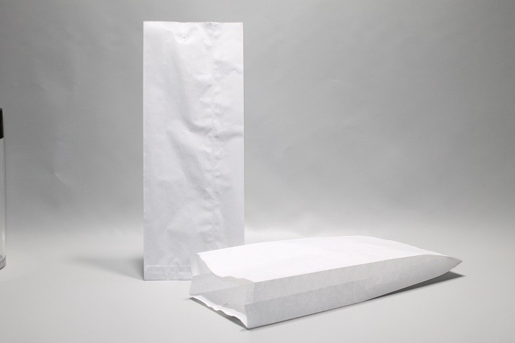 Papierbeutel Weiß 14x6x28cm mit Seitenfalten | Inhalt 1,5kg Zellulose 35grs (100 Stück) [PAV1418]