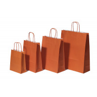 Papiertragetaschen Orange 32+12x41cm Kraft 100 Gramm (50 Stück) [PAM3241OR]