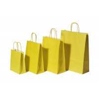 Papiertragetaschen Gelb 32+12x41cm Kraft 100 Gramm (50 Stück) [PAM3241Y]