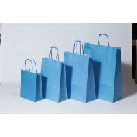 Papiertragetaschen Blau 32+12x41cm Kraft 100 Gramm (50 Stück) [PAM3241BL]