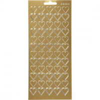 Sticker, Blatt 10x23 cm, Gold, Herzen, 1Bl. [HOB-170017]