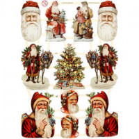 Vintage-Glanzbilder, Blatt 16,5x23,5 cm, Weihnachten, 3Bl. [HOB-19309]