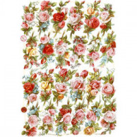Vintage-Glanzbilder, Blatt 16,5x23,5 cm, Rosen-Bouquets, 3Bl. [HOB-19321]