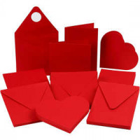 Karten und Umschläge, Kartengröße 7,5-15 cm, Umschlaggröße 8,5-16 cm, Rot, 50Sets [HOB-21082]