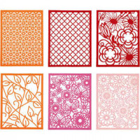 Block aus Karton mit Spitzen-Muster, A6 104x146 mm,  200 g, Orange, Pink, Rosa, Rot, 24Stck. [HOB-21608]