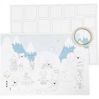 Adventskalender, mit Aufdruck, Größe 30x42 cm, Weiß, 3Stck. [HOB-23311]