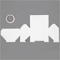 Bungalow aus Pappe, Bungalow, Größe 12x6,5x7,5 cm,  230 g, Weiß, 8Stck., 230 g [HOB-23470]