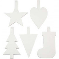 Weihnachtsaufhänger, H 23,5-26,5 cm, B 15,5-20,5 cm, Weiß, 100Stck., 400 g [HOB-23881]