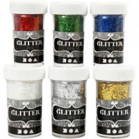 Glitterfasern - Sortiment, Metallic-Farben, 6x20g [HOB-28424]