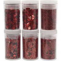 Glitter- und Pailletten-Sortiment, Rot, 6x5g [HOB-28463]