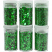 Glitter- und Pailetten-Sortiment, Grün, 6x5g [HOB-28465]