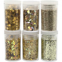 Glitter- und Pailletten-Sortiment, Gold, 6x5g [HOB-28469]