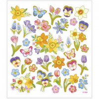 Sticker, Blatt 15x16,5 cm,  37 Stck, Blumen, 1Bl. [HOB-29073]