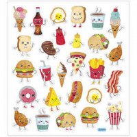 Sticker, Blatt 15x16,5 cm,  27 Stck, Fast food, 1Bl. [HOB-29079]