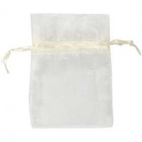 Organza-Beutel, Creme, Größe 7x10 cm, 10Stck. [HOB-47429]