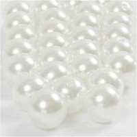 Perle aus Kunststoff, Größe 13 mm, Lochgröße 1 mm, Perlmutt, rund, 54g, 38 Stck [HOB-51093]