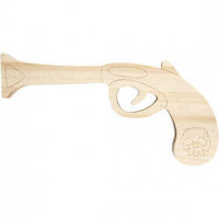 Holzpistole, L 20,5 cm, H 9,5 cm, Kiefernholz, 1Stck, Stärke: 1,7 cm [HOB-56138]