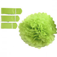 Seidenpapier-Pompons, Lime, D: 20+24+30 cm,  16 g, 3Stck. [HOB-590007]