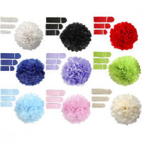 Seidenpapier-Pompons, D: 20+24+30 cm, 16 g, 9x10 Pck., sortierte Farben [HOB-590019]