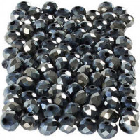 Glassschliffperlen, Größe 5x6 mm, Lochgröße 1 mm, Schwarz metallic, 100Stck. [HOB-61686]