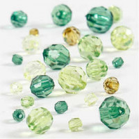 Facettenperlen-Mix, Größe 4-12 mm, Lochgröße 1-2,5 mm, Grüntöne, 45g, ca. 170 Stck [HOB-618811]