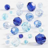 Facettenperlen-Mix, Größe 4-12 mm, Lochgröße 1-2,5 mm, Blautöne, 45g, ca. 170 Stck [HOB-618821]