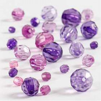 Facettenperlen-Mix, Größe 4-12 mm, Lochgröße 1-2,5 mm, Lilatöne, 45g, ca. 170 Stck [HOB-618831]