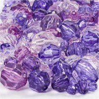 Facettenperlen-Mix, Größe 4-12 mm, Lochgröße 1-2,5 mm, Lilatöne, 250g, ca. 860 Stck [HOB-61883]