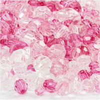 Facettenperlen-Mix, Größe 4-12 mm, Lochgröße 1-2,5 mm, Rosatöne, 250g, ca. 860 Stck [HOB-61884]