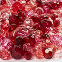 Facettenperlen-Mix, Größe 4-12 mm, Lochgröße 1-2,5 mm, Rottöne, 250g, ca. 860 Stck [HOB-61885]