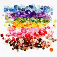Facettenperlen-Mix, D: 4-12 mm, Lochgröße 1-2,5 mm, 7x250 g, sortierte Farben [HOB-61888]