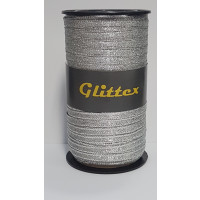 Kräuselband Glittex Silber Glitzer 5mm x 50 meter (1 Rolle) [HV-GTX5SI]