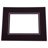 Fertig-Passepartouts Schwarz/Schwarz 20,3x25,4cm doppelte Dicke mit 10,2x16,51cm Ausschnitt (25 Stück) [MD30037]