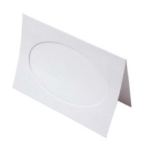 Glückwunschkarten Weiß mit 10,5x16,3 ovaler Schnitt - Außengröße für 12,5x17,5 Druck 240g 14,3x21,6cm (25 Stück) [PJ40121]
