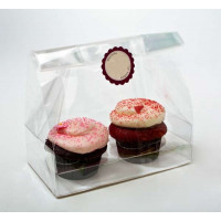 Beutel-Set für 2 Cupcakes 17,8x10,2x22,9cm mit Bodenblatt (100 Stück) [CBG5]