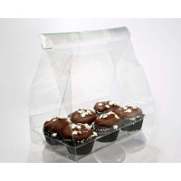 Beutel-Set für 6 Mini Cupcakes 17,8x10,2x22,9cm mit Bodenblatt (100 Stück) [CBG6]