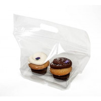 Polytragetaschen für 2 Cupcakes 27,9x10,3x15,2cm mit Druckverschluss (100 Stück) [CZHB3]