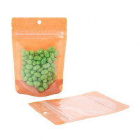 Standbodenbeutel Reispapier Transparent/Orange 10,2x6x15,2cm | 57 Gramm (100 Stück) [ZBGR2HO]