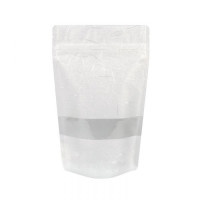 Standbodenbeutel Reispapier Weiß 13x8x20,5cm | 113 Gramm (100 Stück) [ZBGR3W]