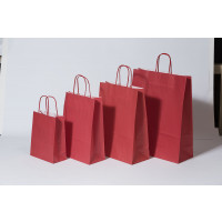 Papiertragetaschen Rot 32+12x41cm Kraft 100 Gramm (50 Stück) [PAM3241R]