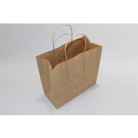 Papiertragetaschen Braun 26x12x35cm Kraft 90 Gramm mit gedrehte Griffe (50 Stück) [PAMB2635]