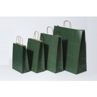 Papiertragetaschen Dunkelgrün 32+12x41cm Kraft 100 Gramm (50 Stück) [PAM3241DKGR]