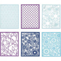Block aus Karton mit Spitzen-Muster, A6 104x146 mm,  200 g, Blau, Hellblau, Dunkelblau, Lila, 24Stck. [HOB-21607]