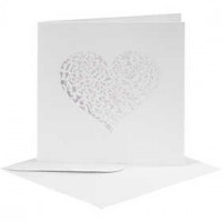 Card & Envelope, card size 13.5x13.5 cm, envelope size 14.5x14.5 cm, 5 sets, white [HOB-23008]