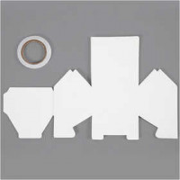 Einstöckiges Haus aus Pappe, Einstöckiges Einfamilienhaus, Größe 8x6,5x7,5 cm,  230 g, Weiß, 8Stck., 230 g [HOB-23468]
