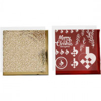 Deco Foil and transfer sheet, sheet 15x15 cm, 4 sheets, white, gold, red [HOB-25333]